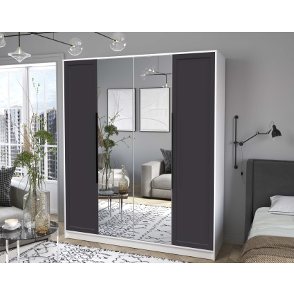 Шкаф распашной Тренд КТ-Ш4 (з) (Белый платинум ЛДСП/ Пепел ЛМДФ) Ш1800 В2128 Г547